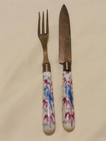 ANTIK PORCELÁN NYELŰ KÉS ÉS VILLA - stahlbronce