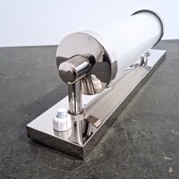 Bauhaus - Art deco nikkelezett fali csőlámpa felújítva - tejüveg hengerbúra