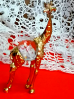 Régi, aranyszínű fémötvözetből készült Zsiráf figura swarovski kristály díszítéssel  61.