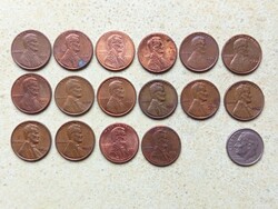 USA 17 db Különböző Érme 1 és 10 Cents Roosevelt Dime 1957-2007