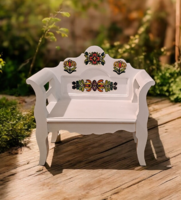 Népi lóca, 65 cm karos fa pad, karfás lóca