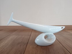 Régi Royal Dux porcelán modern hal figura