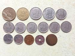 Belgium 16 db Különböző Érme 2,5,50 Centimes 1,5,20 Francs 1872-1994