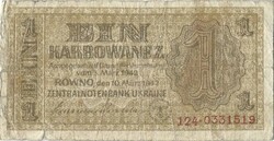 1 karbowanez karbovanec 1942 Ukrajna német megszállás 1.
