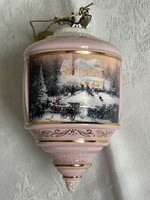 Gyönyörű rózsaszín  üveg karácsonyfa dísz, nem volt használva.