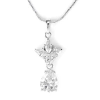 CSODASZÉP. ! JELZETT 18 KT-S FEHÉR ARANNYAL GALVANIZÁLT SWAROVSKI KRISTÁLY MEDÁLOS RÓDIUMOS NYAKLÁNC