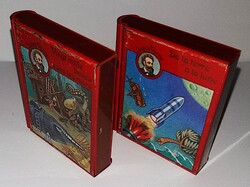 JULES VERNE-NÉMO KAPITÁNY - UTAZÁS A HOLDBA fém lemez KÖNYV ALAKÚ cukorkás dobozok RITKA CSAK EGYBE!