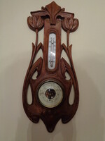 SZECESSZIÓS BAROMÉTER,HŐMÉRŐVEL ca 1900