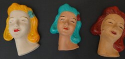 3 db ArtDeco Kerámia Falimaszk Falidísz