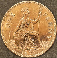 Egyesült Királyság, 1 penny, 1967.