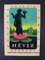Régi bőröndcímke Hévíz - Veszprém megye tanácsának idegenforgalmi hivatala