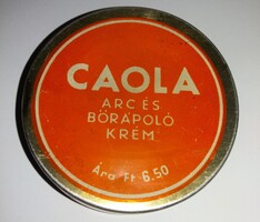 1960'S - CAOLA - KHV Kozmetikai és Háztartásvegyipari Vállalat - KÉZ ARC BŐR ÁPOLÁS bolti pléh doboz
