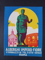 Régi bőröndcímke Alberghi Impero Fiore Roma