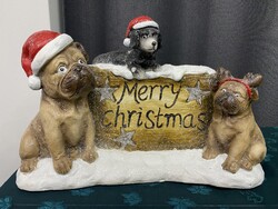 Világító karácsonyi dísz, ablak dísz, tacskó, mopsz, kiskutya