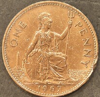 Egyesült Királyság, 1 penny, 1967.