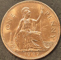 Egyesült Királyság, 1 penny, 1967.
