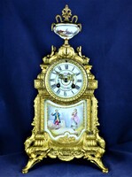 KÁPRÁZATOS, ARANYOZOTT, KANDALLÓ ÓRA, CA. 1850!!!