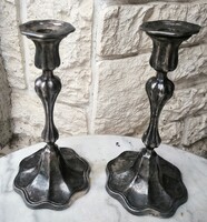 Antik ezüst jellegű mesterjeles Gyertyatartó pàrban gyönyörű forma. Ajándék, dekoráció hasznàlat,BMF