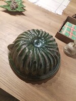 Terrakotta, sütőforma - ódon mély zöldben  / Sz .vég .