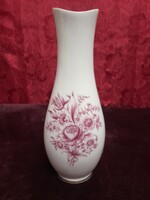 Bordó virágmintás ,Hollóházi porcelán virág váza