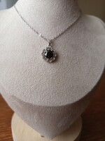 Fekete moissanit gyémánt 0.5 ct 925 ezüst nyaklánc