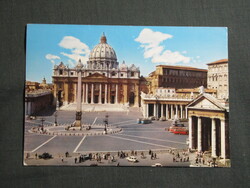 Képeslap,Olaszország,Róma,Szent Péter bazilika,tér,városi látkép,részlet,1970-