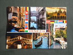 Képeslap,Olaszország,Venezia,Velence,híd,bazilika,gondola,városi látkép,részlet,1980-