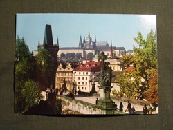 Képeslap,Csehország,Praha,Prága,Malostranská mostecká věž,Malá Strana hídtorony,városi részlet,1980-