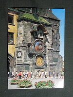 Képeslap,Csehország,Praha,Prága,Prágai Orloj,csillagászati óra,városi látkép részlet,1980-