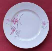 Zeh Scherzer Bavaria német porcelán tálaló tál tányér kínáló arany szél nőszirom írisz virág minta