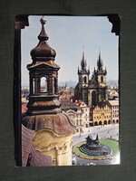 Képeslap,Csehország,Praha,Prága, Óváros tér,Staroměstské náměstí,városi látkép részlet,1980-