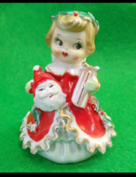 Vintage japán Lefton karácsonyi angyallányka mikulással ~1950