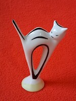 Makulátlan állapotú Hollóházi art deco cica / macska porcelán figura