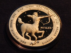 Horoszkópos érme - Nyilas, ezüstözött, tükörveretes érme.