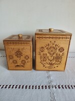 Szalma intarziás fa dobozok - 2 db
