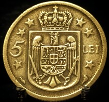 Románia 5 Lej, 1930 Verdejl ''fáklya és szárny'' - Párizs B05G1