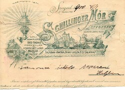 Reklám cédula: Schillinger Mór üveg, porcelán, Szeged 1900.