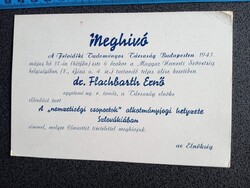 ZA643.65 Meghívó -Felvidéki Tudományos Társaság - dr. Pazár Zoltán kuriai bíró  1943 Dr. Flachbarth