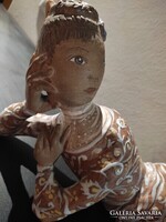 Kovács Margit "Pacsirta " ábrándozó lány kerámia plasztika