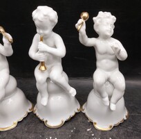 4 retró Schaubach Kunst porcelán putti fiú zenészek ,12cm magasak.4242b