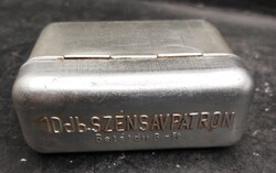 Régi aluminium szénsav patrontartó doboz ,7 x 9 cm-es. 4238b