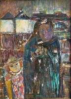 Tóth-Vissó Árpád (1921 - 2001) Ketten c Képcsarnokos olajfestmény EREDETI GARANCIÁVAL !!