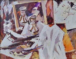 Eisenmayer Tibor (1943 - 1993) Halas Csendélet c Képcsarnokos olajfestmény EREDETI GARANCIÁVAL !!