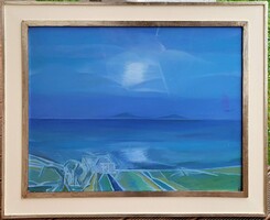 Csík István (1930-2022)  Balaton c Képcsarnokos olajfestmény EREDETI GARANCIÁVAL !!