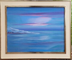 Csík István (1930-2022) Téli Balaton c Képcsarnokos olajfestmény EREDETI GARANCIÁVAL !!