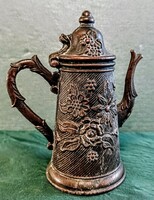 Fedeles réz kancsó kb 12/6 cm, 220 gramm - domboritott mintákkal