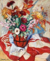 Vass Elemér: Still Life with Dahlias, 1931