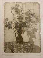 Gaál Domokos: Csipkés csendélet - rézkarc