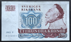 Svédország 100 Kronor / Korona 1983, AUNC.