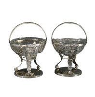 Empire pár ezüst sótartó – 144 g – fújt és csiszolt kristály – jelzett – kb. 1830